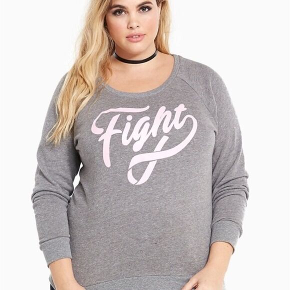 TORRID Breast Cancer Awareness Fight Sweater sweatshirt pullover - Picture 1 of 10